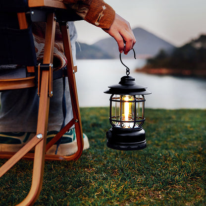 Outdoor Lamp Retro Revolving Lantern Camping Tent Lamp Camping Lamp Rechargeable Portable Lamp Atmosphere Lamp