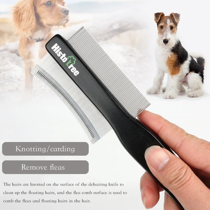 Pet Hair Comb Hair Remover Double-sided Easy Deshedding Brush For Cat Grooming Dog Grooming Flea Comb Pet Supplies