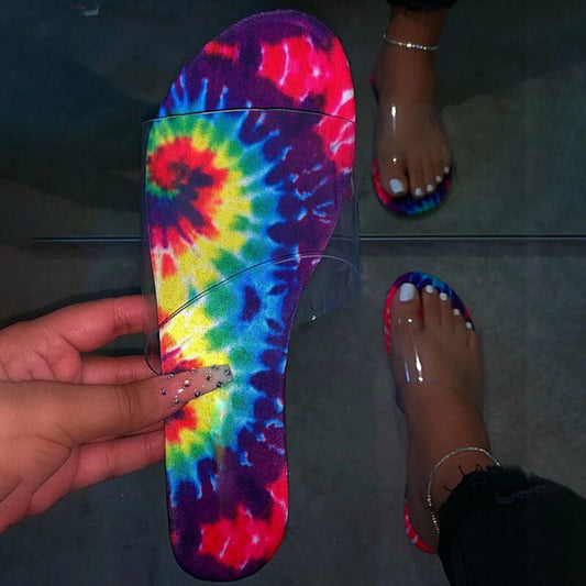 Flat Satin Cloth Slippers Female Cashew Flower Beach Sandals And Slippers