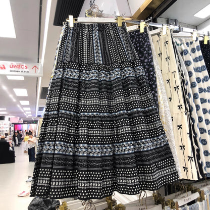 Polka Dot Contrast Color Cotton Stitching Skirt Women's Slimming