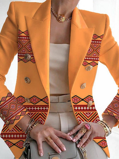 European And American Women's Clothing Fashion Printed Suit Slim Fit Small Suit