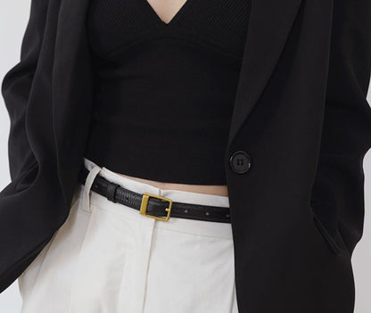 French Top Layer Cowhide Lizard Pattern Retro