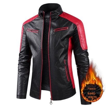 European Size Autumn Winter Leisure Leather Mens Coat Fleece-Lined Continental Comfort