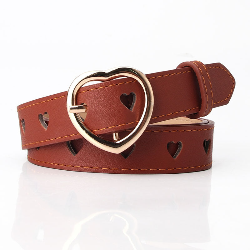 All-match Punch-free Hollowed Heart Shape Belt Ladies