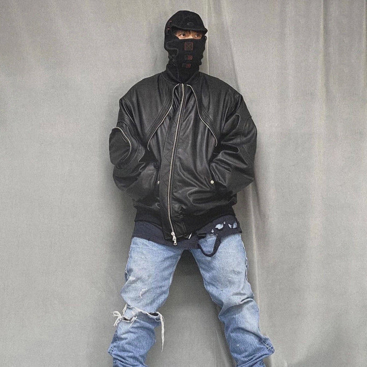 Heavy Industry Vintage Leather Flight Jacket Baggy Coat Industrial Legend