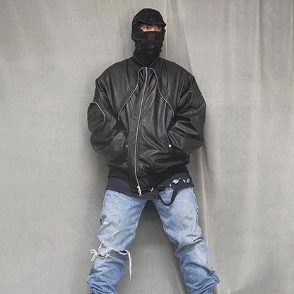 Heavy Industry Vintage Leather Flight Jacket Baggy Coat Industrial Legend