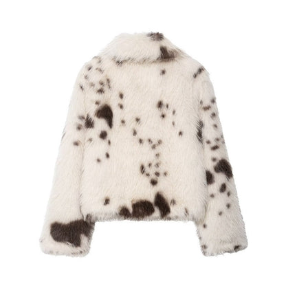 Artificial Fur Animal Pattern Coat For Women