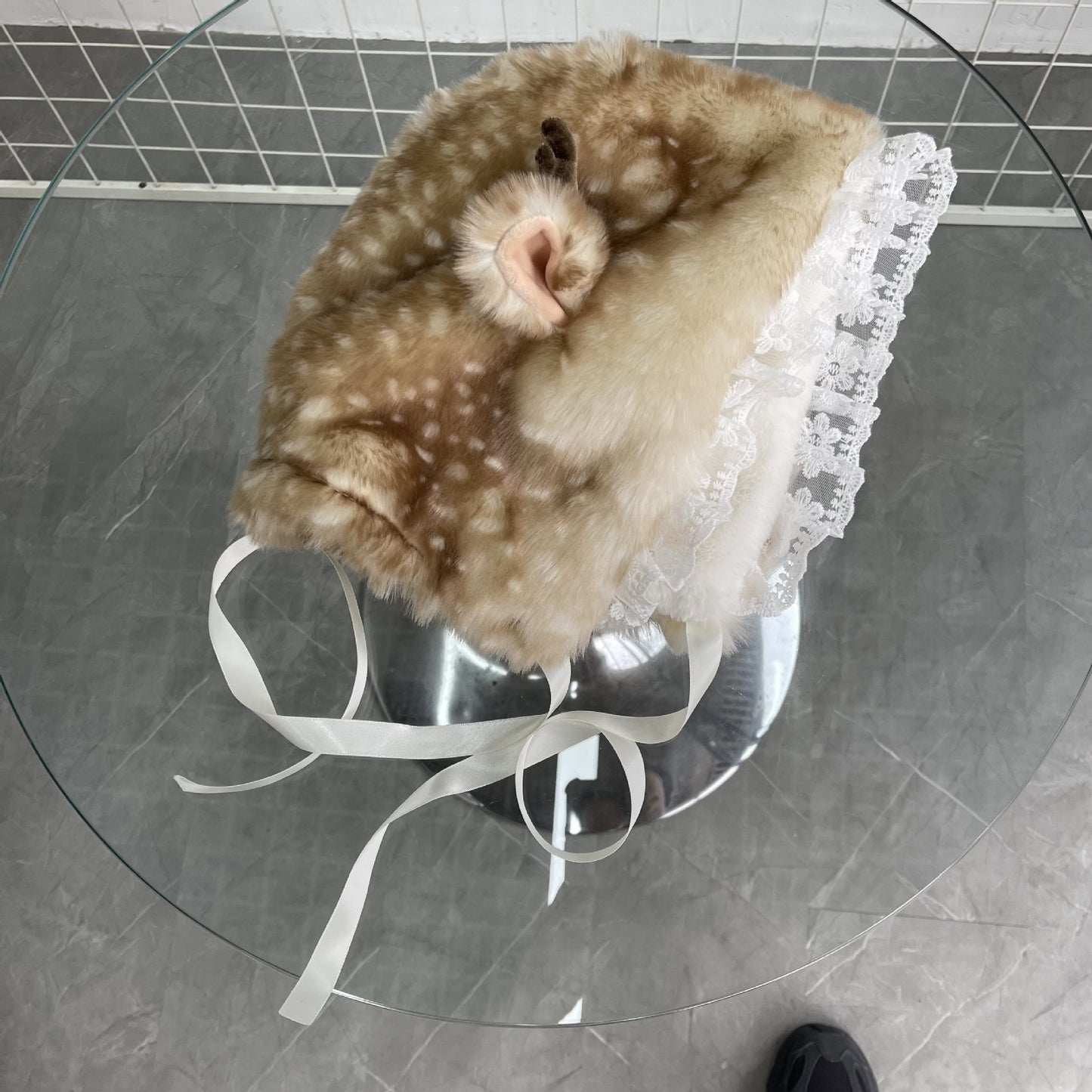 Girls Dress Up Plush Elk Warm Earflaps Cap