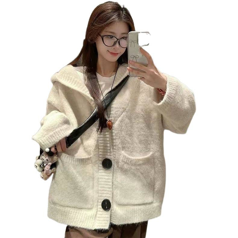 Idle Style Hooded Outer Wear Loose Soft Glutinous Sweater