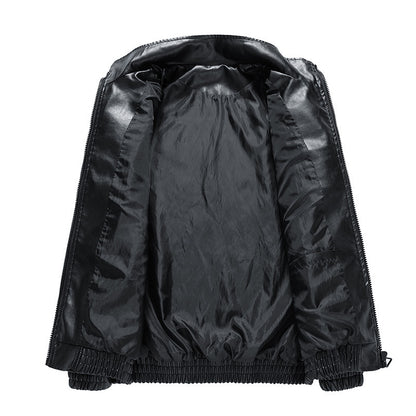 Stand Collar Motorcycle PU Leather Jacket Korean Style Edgy Minimalism