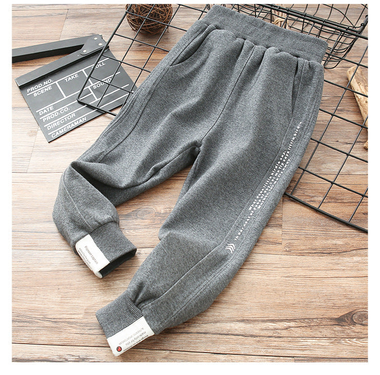Cotton Sweatpants Big Autumn Winter Childrens All-in-One Fleece Cotton Pants Cozy Adventure