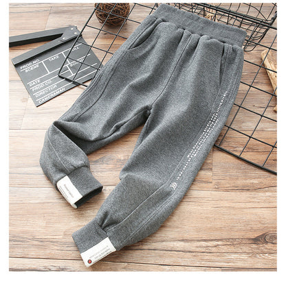 Cotton Sweatpants Big Autumn Winter Childrens All-in-One Fleece Cotton Pants Cozy Adventure