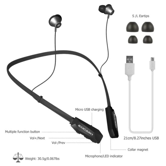 SweatFree Neck: Wireless Sweatproof Neckband Sports Earphones