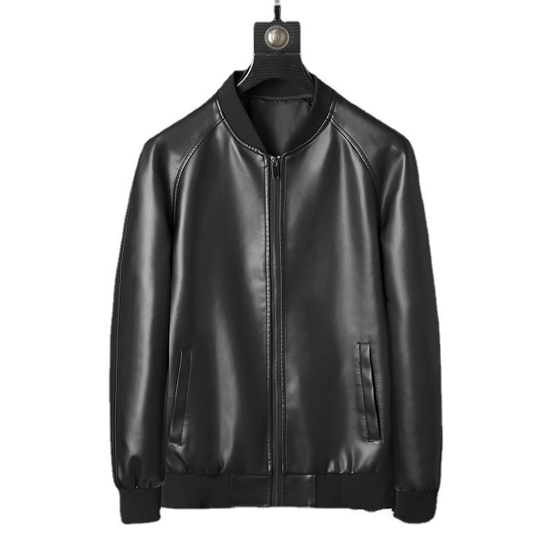 Mens Slim Fit Trendy Handsome Washed Leather Jacket Distressed Refinement