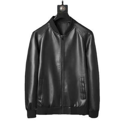 Mens Slim Fit Trendy Handsome Washed Leather Jacket Distressed Refinement