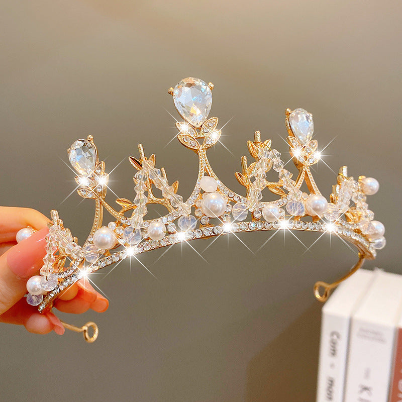 Sweet Fashion Jewelry Hair Accessories Multicolor Pearl Crown Banquet Birthday Fashion Princess Headband Girl Kawaii Crown Crown Headband Headgear Headgear Crystal  Wedding Party Hair Accessories