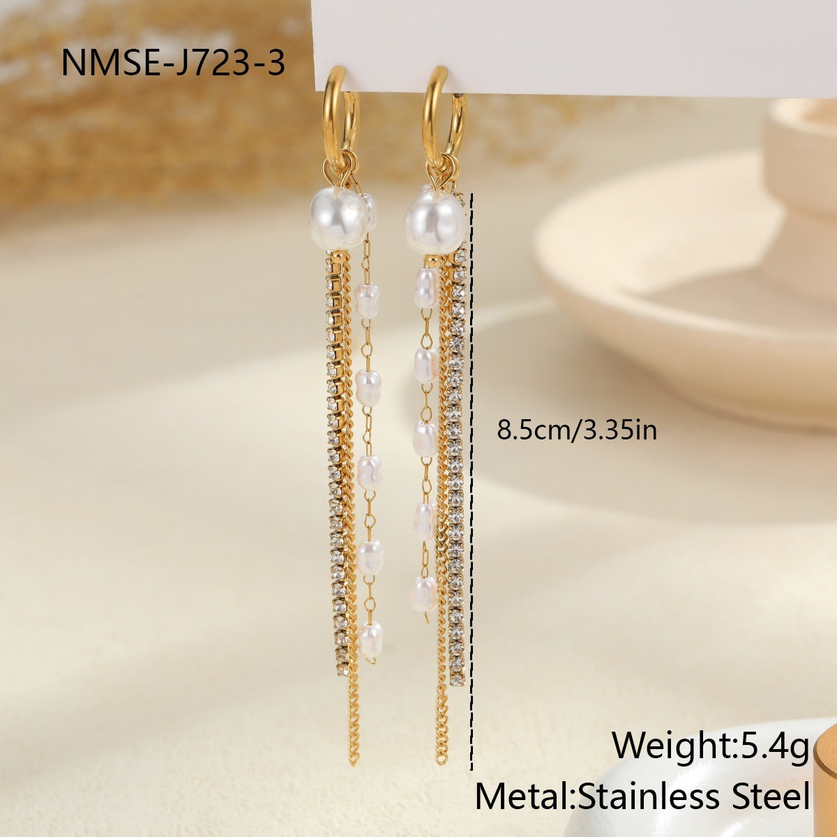 Pearl Earrings Long Tassel Stainless Steel Earrings Design Earrings