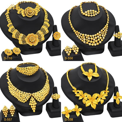 Women's Jewelry Suit Necklace Earring Ring Bracelet Four-piece Set