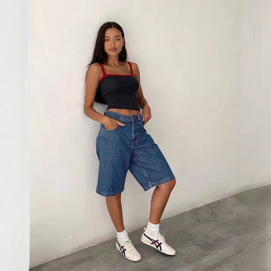 European And American Denim Shorts Bullet-free Fitted Figure Flattering Women's Pants