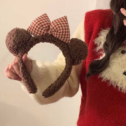 Cute Bow Bear Ear Headband Face Wash Headband