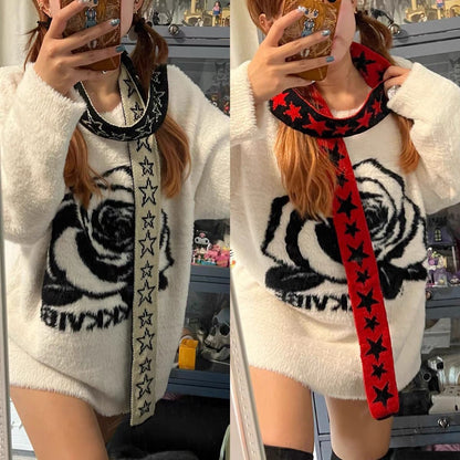 Fashion Casual All-match Five-pointed Star Knitted Women's Scarf