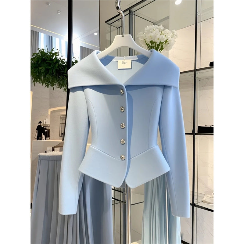 Classic Style Blue Coat High Sense Temperament Youthful-looking