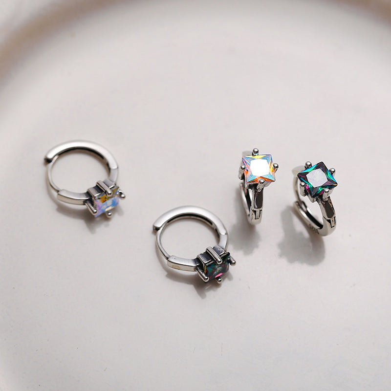 925 Sterling Silver Color Zircon Earrings