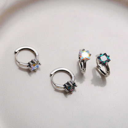 925 Sterling Silver Color Zircon Earrings