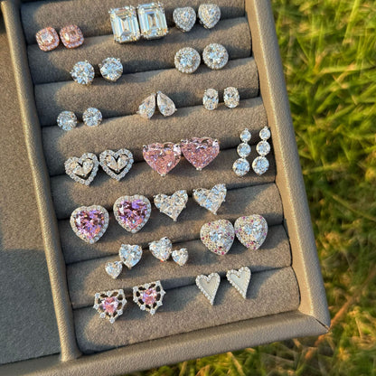 S925 Earrings Sterling Silver  High Quality  Loving Heart Zircon