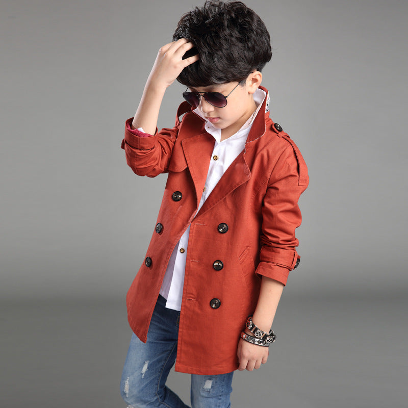 The Urban Trench: Boys’ Mid-Length Trend Casual Trench Coat