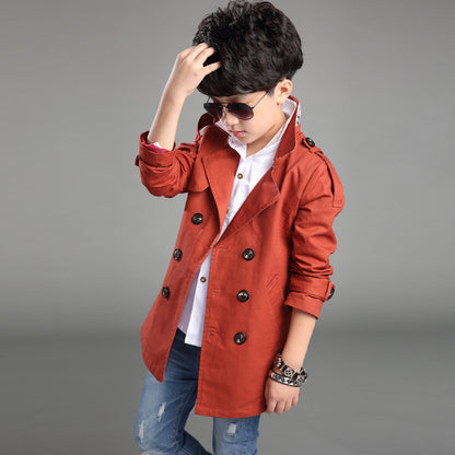 The Urban Trench: Boys’ Mid-Length Trend Casual Trench Coat