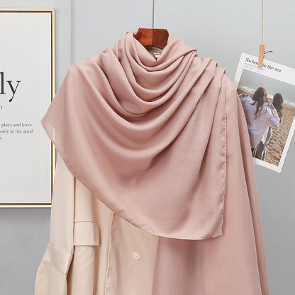 Women's Korean-style Solid Color Cotton And Linen Scarf Spring And Autumn