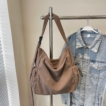 Corduroy Tote Women's Large Capacity Simple Messenger Bag