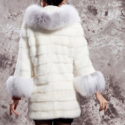 Rabbit Fur All-matching Warm Long-sleeved Coat Women's Clothing