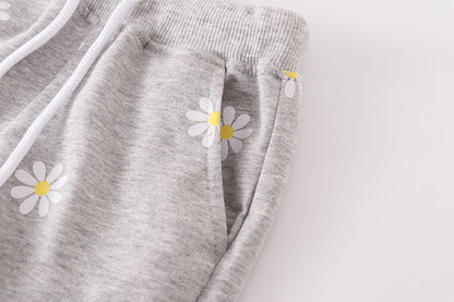 Girls' Light Gray Printing Little Daisy Shorts