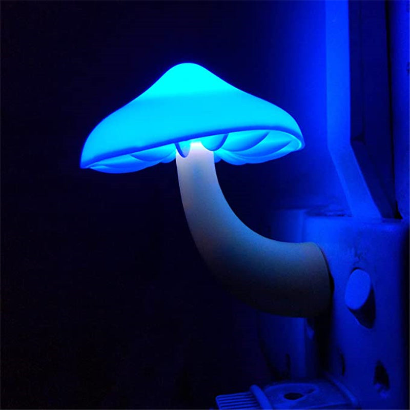 LED Mushroom Night Light | EU/US Plug-In Light Sensor Wall Lamp for Bedroom & Home Décor