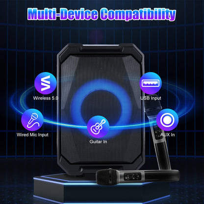 The Dual Vocal: Party Speaker with 2 Wireless Mics & Remote