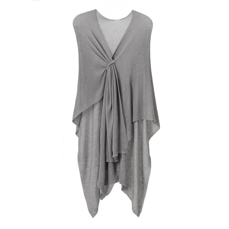 Anti-Pilling Shawl Thin Knitted Cardigan Solid Color Shawl