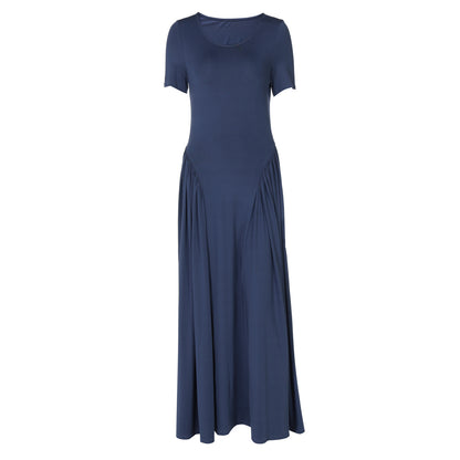 Women's Fashionable Elegant Slim-fit Solid Color Short-sleeved Dress