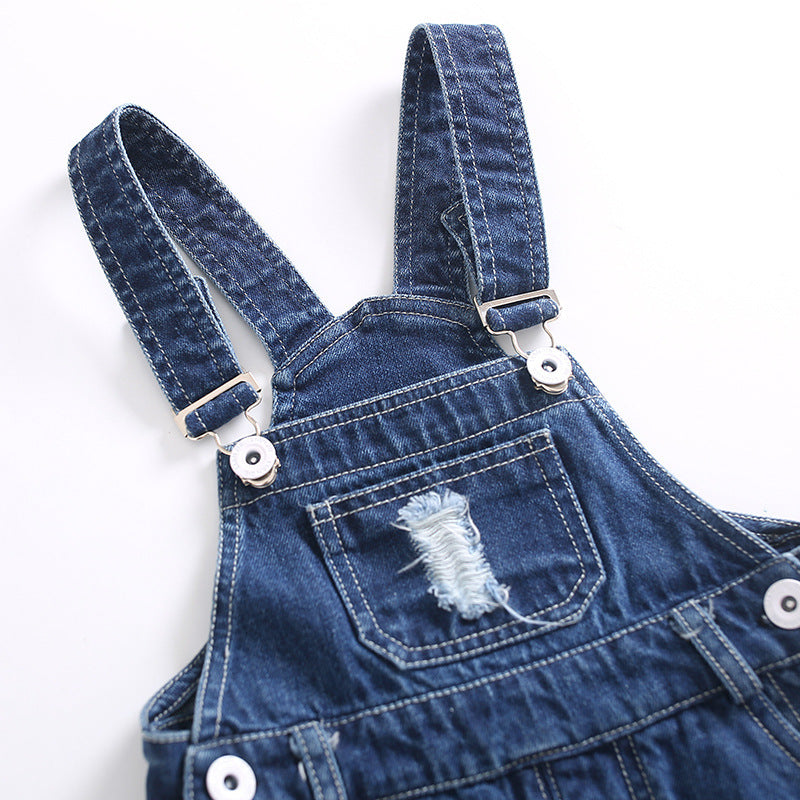 Boys Fashion Simple Denim Suspender Pants Classic Adventure