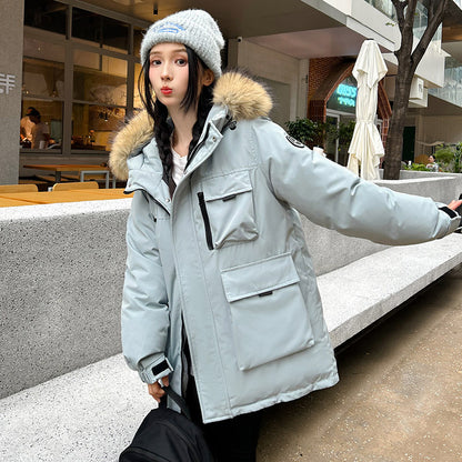 Warm Large Fur Collar Cotton Clothes Women