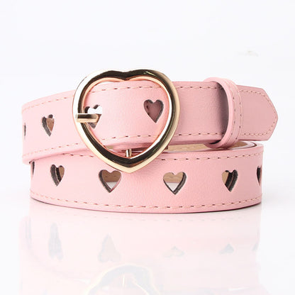 All-match Punch-free Hollowed Heart Shape Belt Ladies