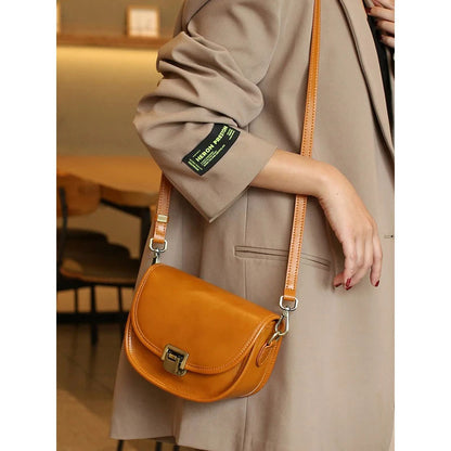 Vegetable Tanned Top Layer Cowhide Shoulder Bag Girl