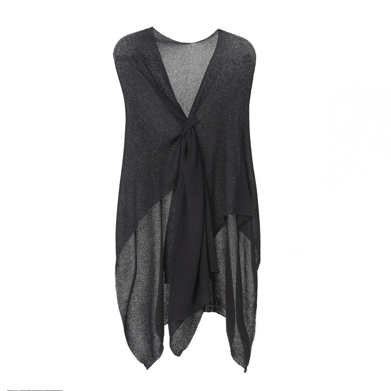Anti-Pilling Shawl Thin Knitted Cardigan Solid Color Shawl