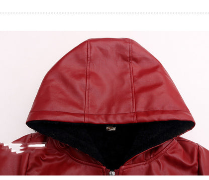 The Padded Biker: PU Leather Hooded Padded Performance Coat