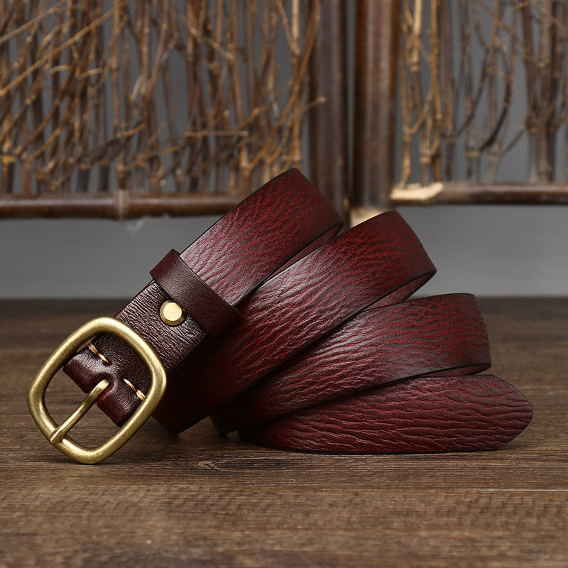 Handmade Vintage Copper Buckle Genuine Leather Belt
