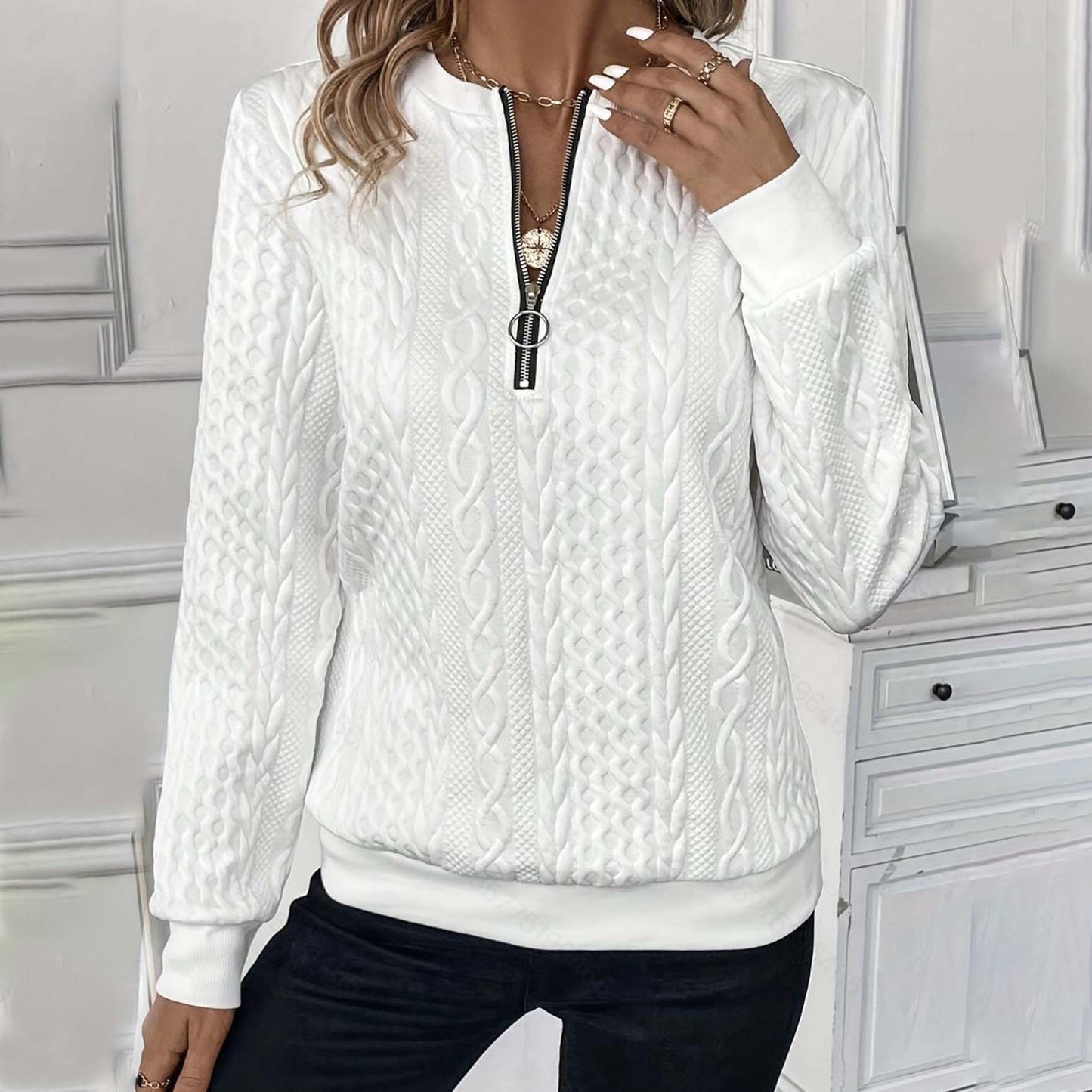 European And American Zipper Sweater Women's Coat Cardigan