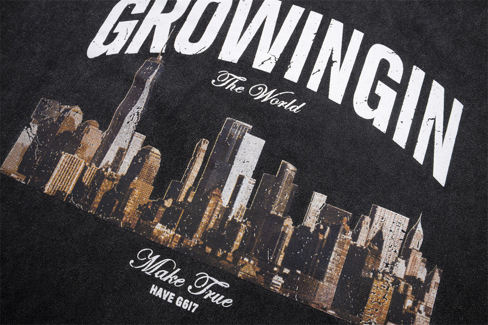 City Landscape Printed Short-sleeved T-shirt Men