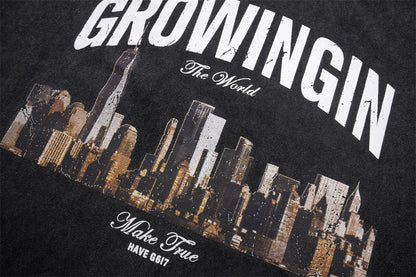 City Landscape Printed Short-sleeved T-shirt Men