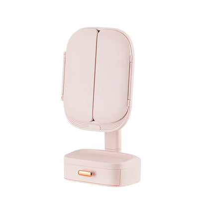 Led Desktop Cosmetic Mirror Household Foldable With Light